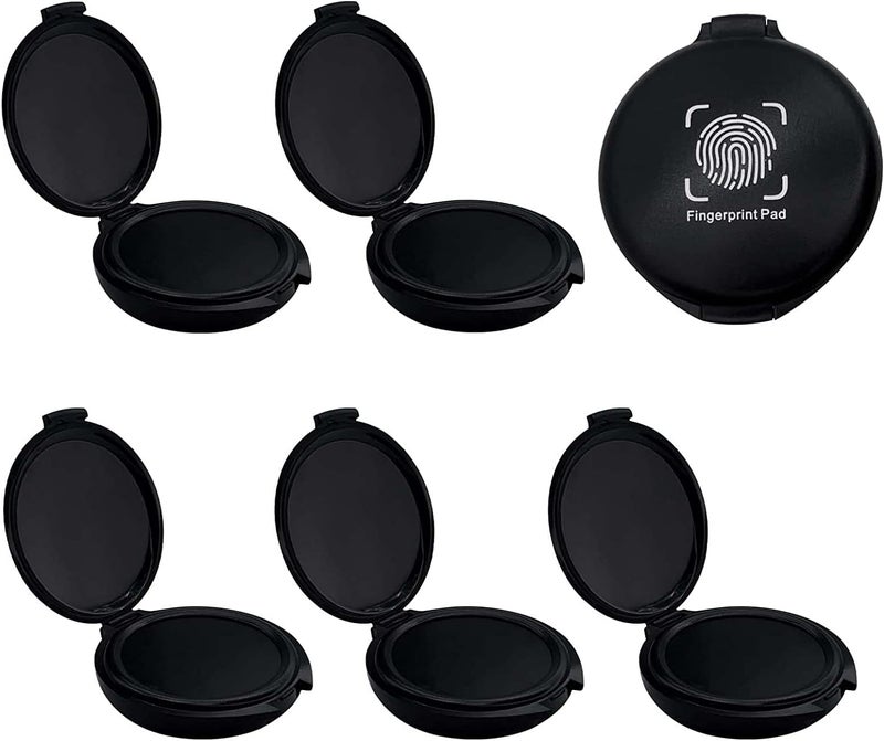 keepsweat Fingerprint Ink Pad 5 Pack Thumbprint Ink Pad for Fingerprint Cards Notary Supplies Black Finger Print Kit for Identification Security ID Law Enforcement Fingerprint Office Home Use Stamp pad - Image 1